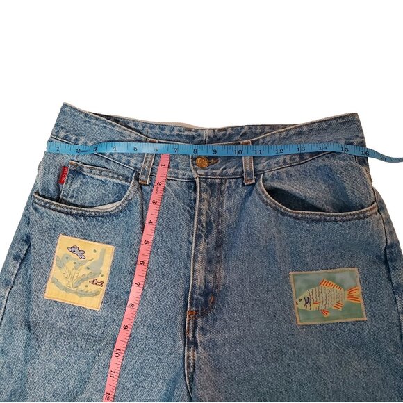 Vintage 90s Gazoz Jeans Size 5 Boho High Waist Sea Life Nautical Ocean Patchwork - Picture 10 of 12